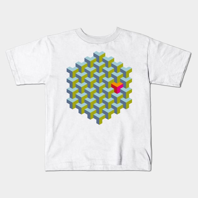 Be yourself - geomtric op art pattern Kids T-Shirt by VrijFormaat